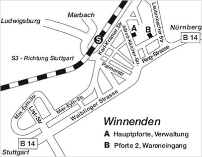 Anfahrt Kärcher Hauptverwaltung Winnenden