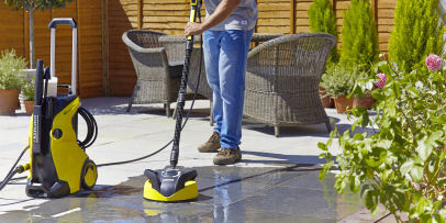patio cleaning with a pressure washer