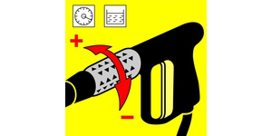 Automatic pressure and water volume adjustment directly on the spray gun