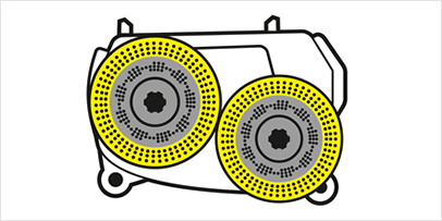 Sistema de disco das limpadoras de pisos com disco duplo