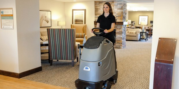 Hotel Lobby Cleaning with Windsor Chariot ATV iVac 24 Vacuum Cleaner