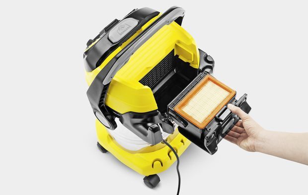 Kärcher Mehrzwecksauger mit innovativer und patentierter Filterentnahmetechnik