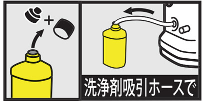 洗浄剤 新ボトルタイプイメージ 洗浄剤吸引ホースで