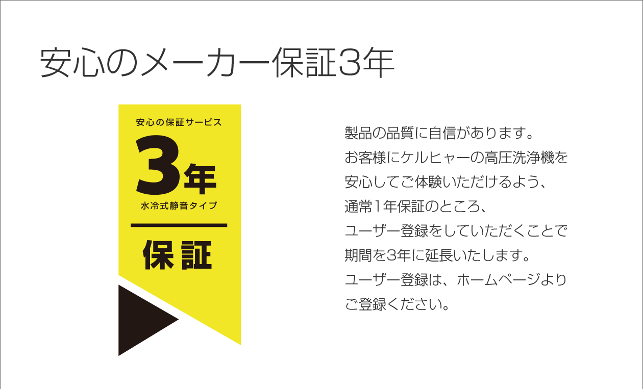 “安心のメーカー保証3年